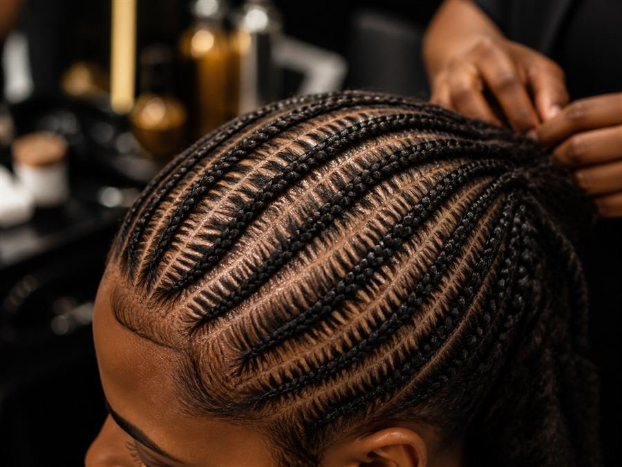 Precise cornrow pattern