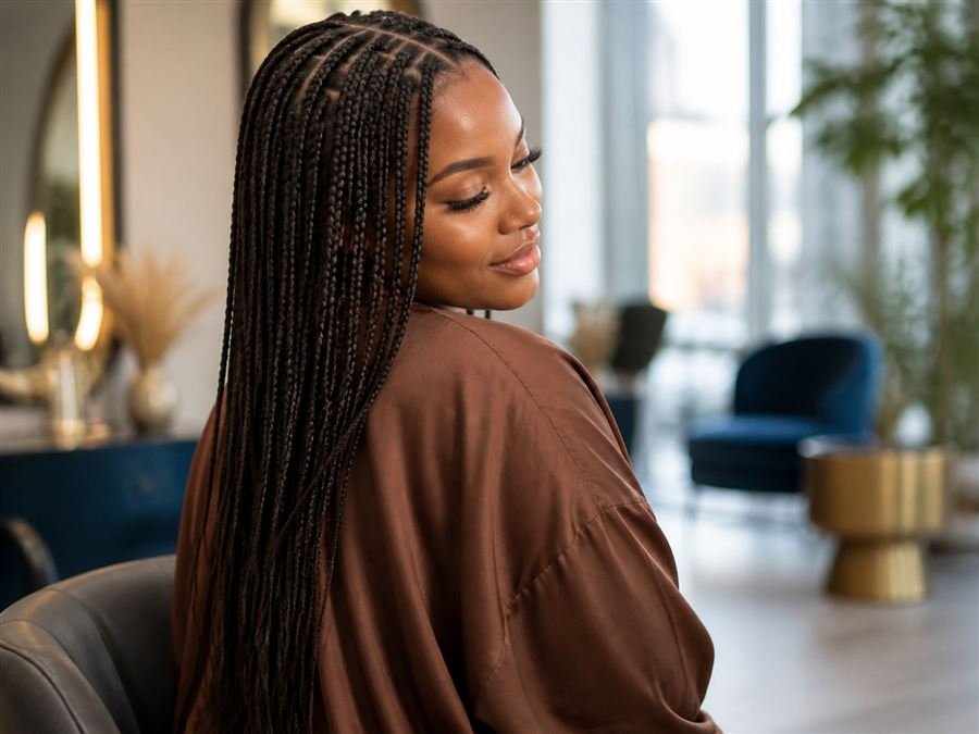 Long knotless braids